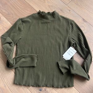 BP XS NWT olive green half turtleneck top